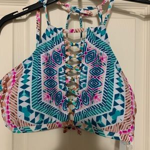 Boho high neck bikini top